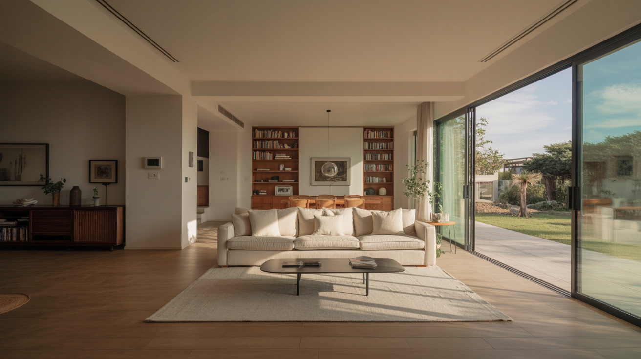 Salón con sofá perfectamente proporcionado al espacio disponible