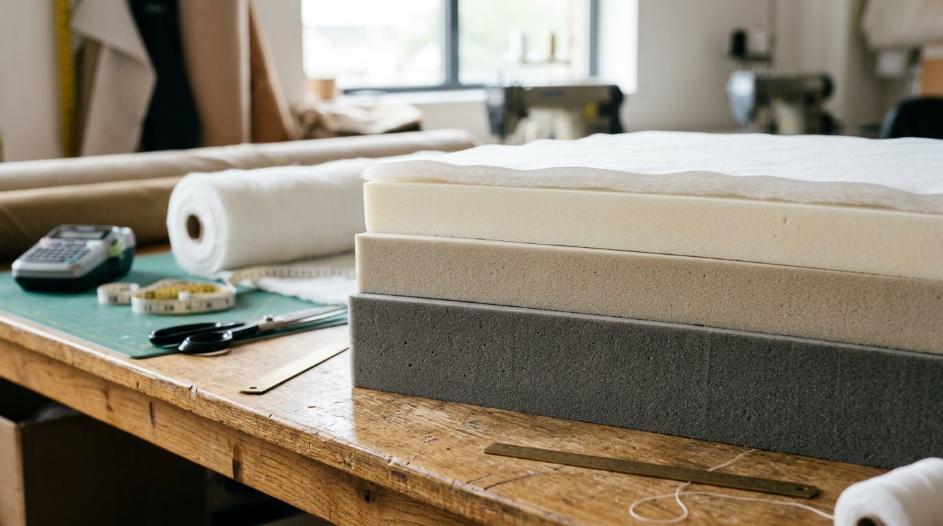Capas de espuma HR de alta densidad y materiales de relleno preparados para cojines de sofá
